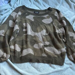 Express Camouflage Crew Neck Sweater